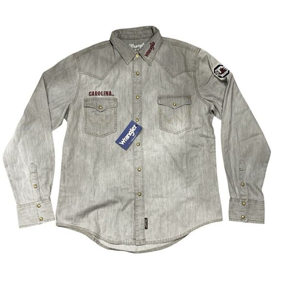 Wrangler Premium Retro Denim Western Snap Shirt Large South Carolina Gamecocks - Picture 1 of 6